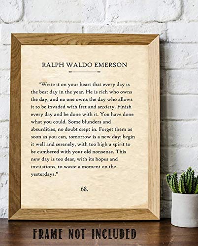 Ralph Waldo Emerson - Write It On Your Heart - 11x14 Unframed Typography Book Page Print - Great Motivational and Inspirational Gift and Decor Under $15